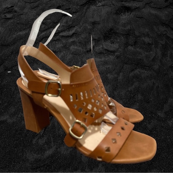 Santoni Rose Collection women's sandals double buckle sz 8.5 Brown Leather
